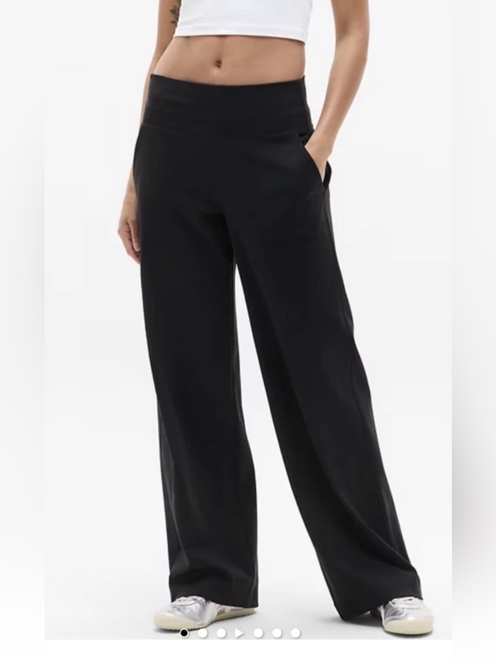 Athleta Venice High Rise Wide Leg Pants Black 1X Plus Size Travel Track Pants